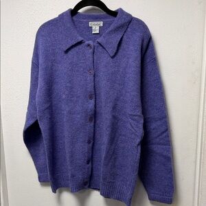 Vintage Gallagher Purple 100% Wool Women's Cardigan Sweater